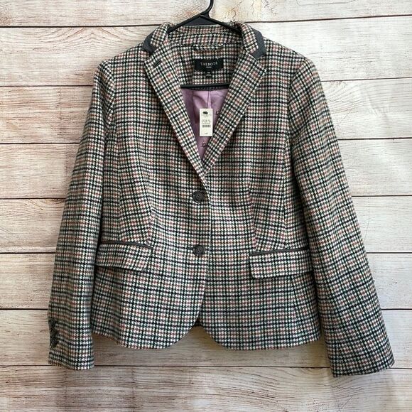 NEW WITH TAGS TALBOTS WOOL BLAZER IN HOUNDSTOOTH PRINT‎ - Picture 1 of 9